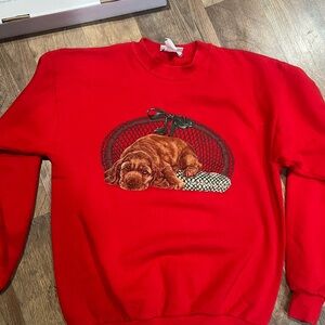 Red Sweatshirt with Dog Design